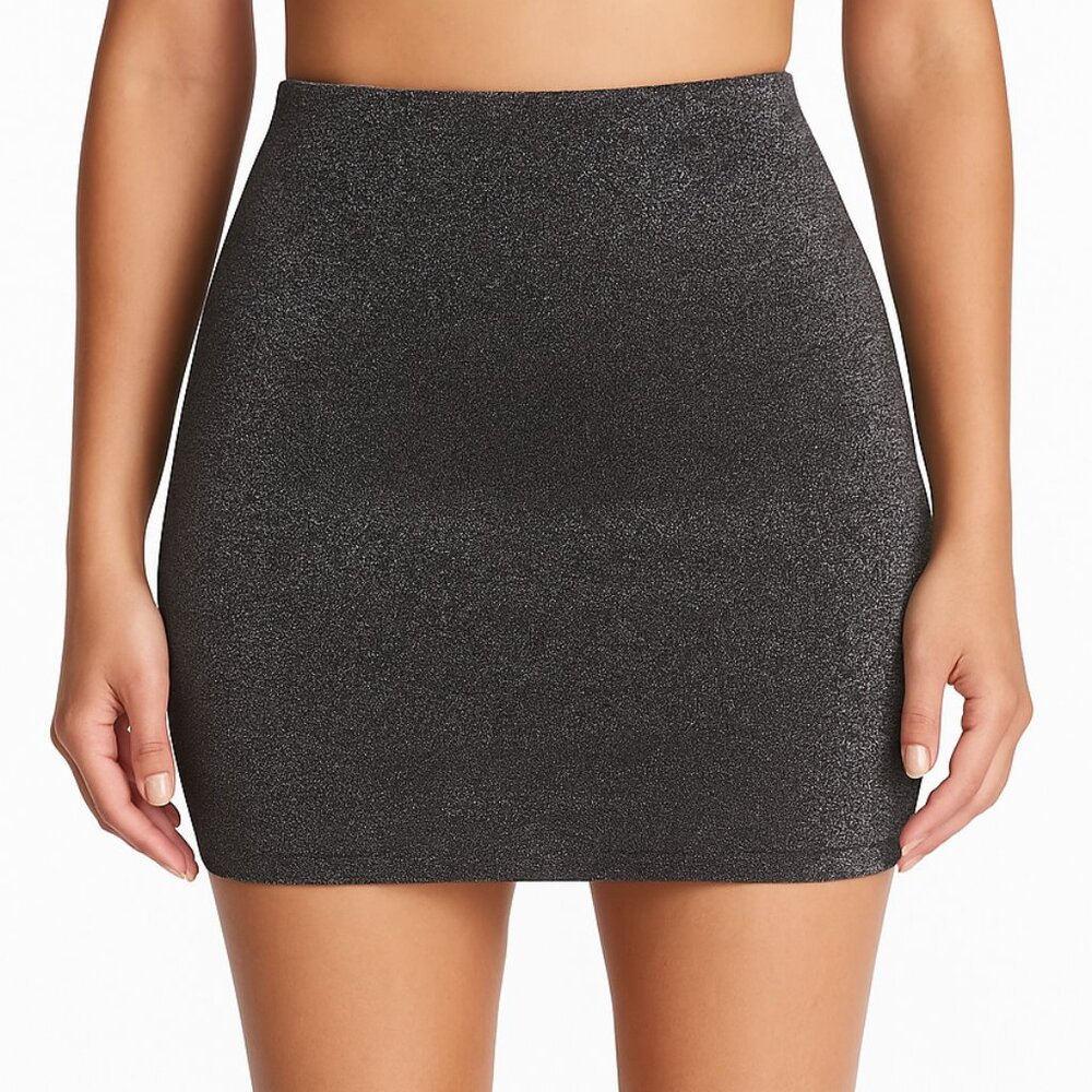 Naked Wardrobe Metallic Gunmetal Bodycon Mini Skirt XS Holiday Glam